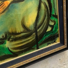Vintage MCM Original Figurative Oil Painting on Canvas