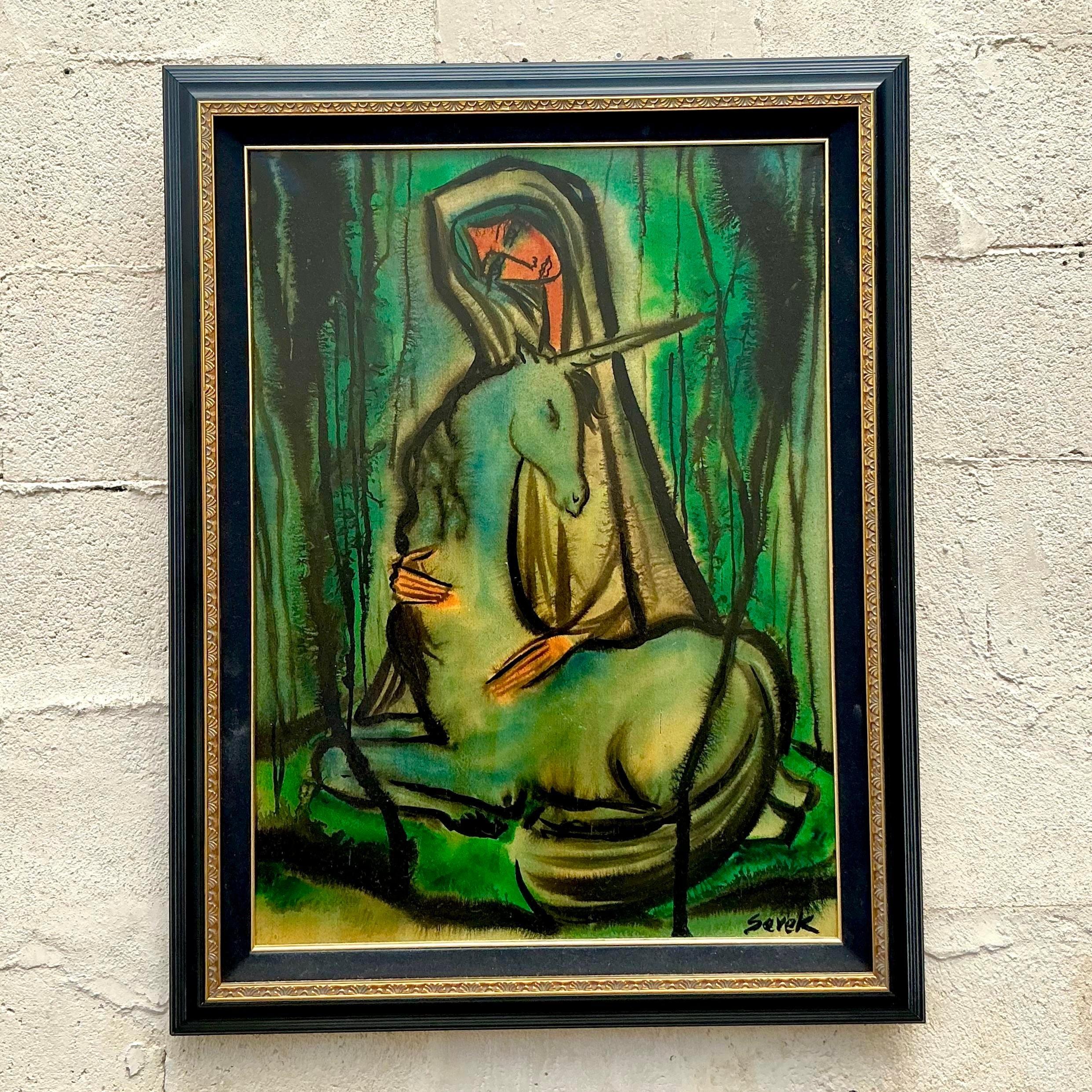 Vintage MCM Original Figurative Oil Painting on Canvas For Sale at 1stDibs