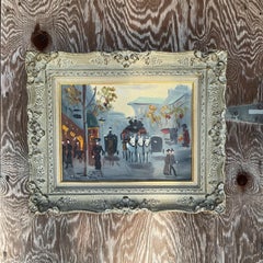 Vintage MCM Original French Cityscape Oil on Board