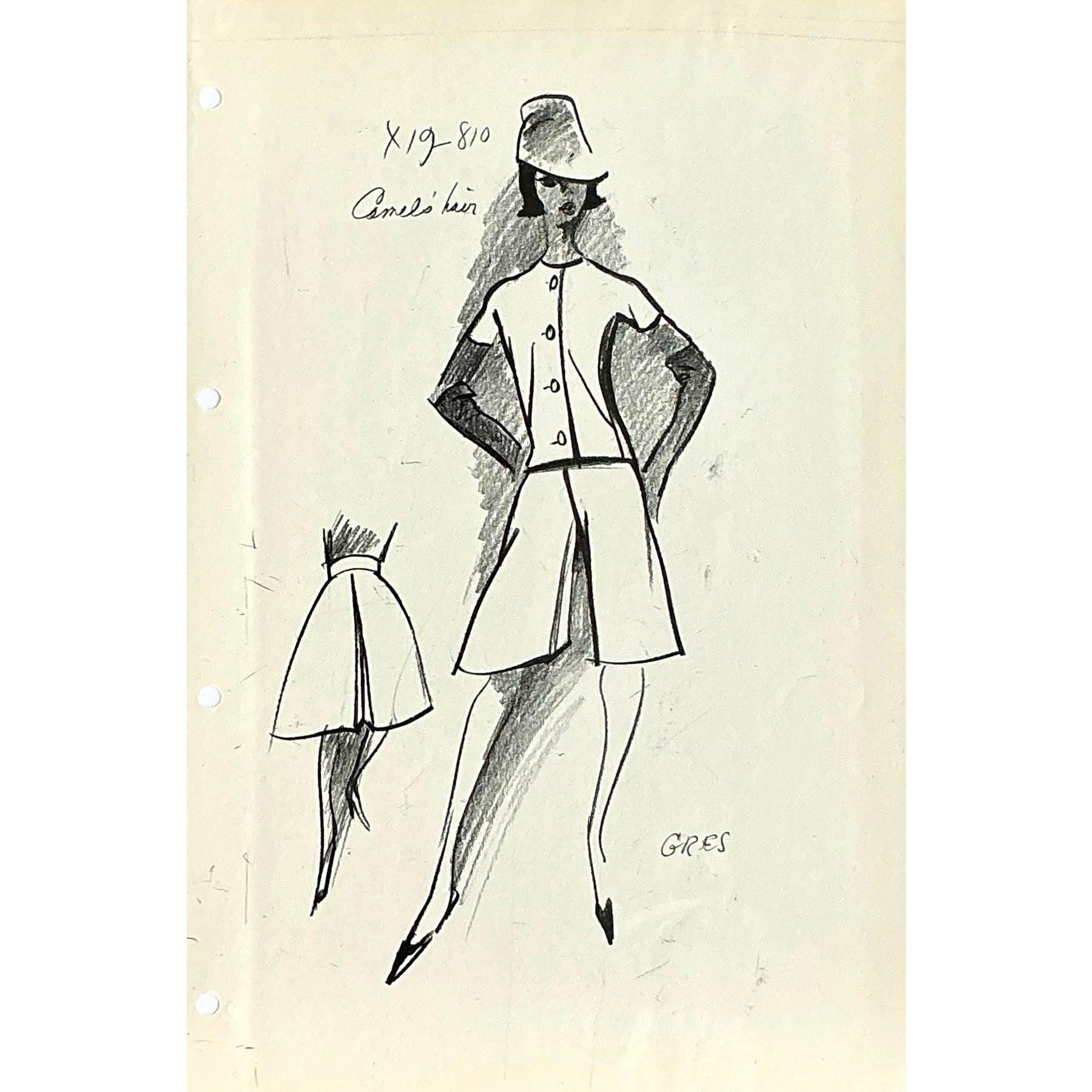 MCM Original Madame Gres Fahion Sketch Bon état - En vente à West Palm Beach, FL