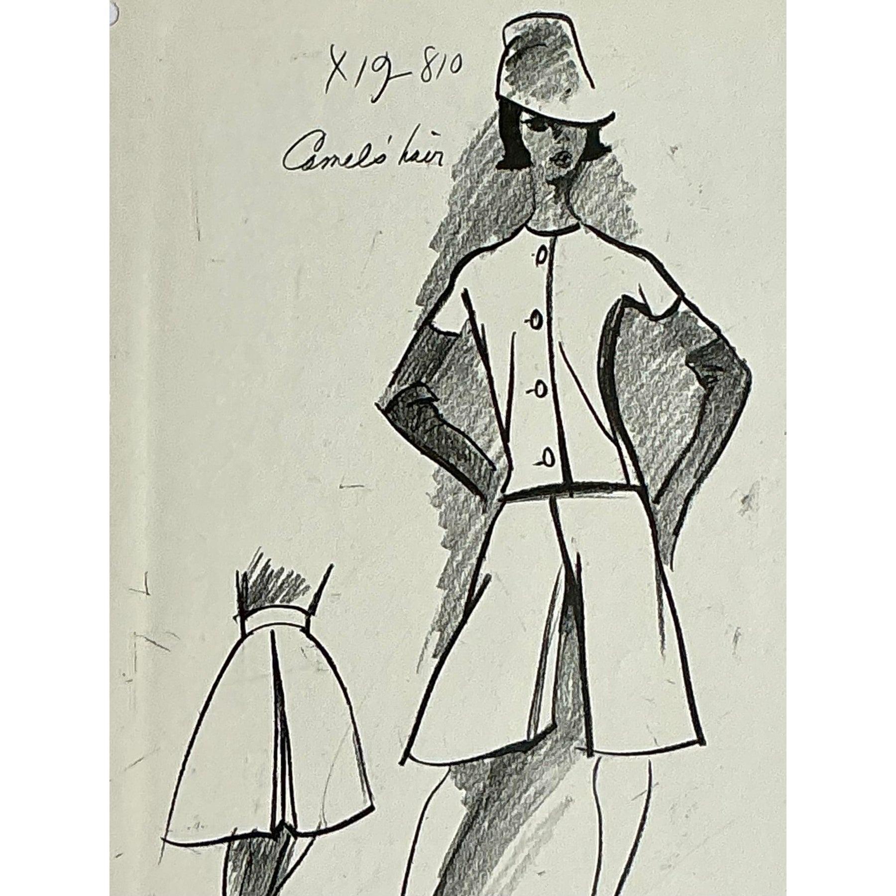 MCM Original Madame Gres Fahion Sketch en vente 1