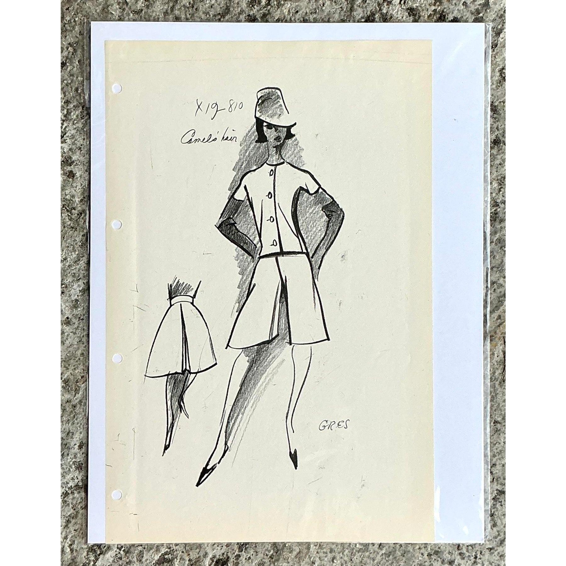 MCM Original Madame Gres Fahion Sketch en vente 2