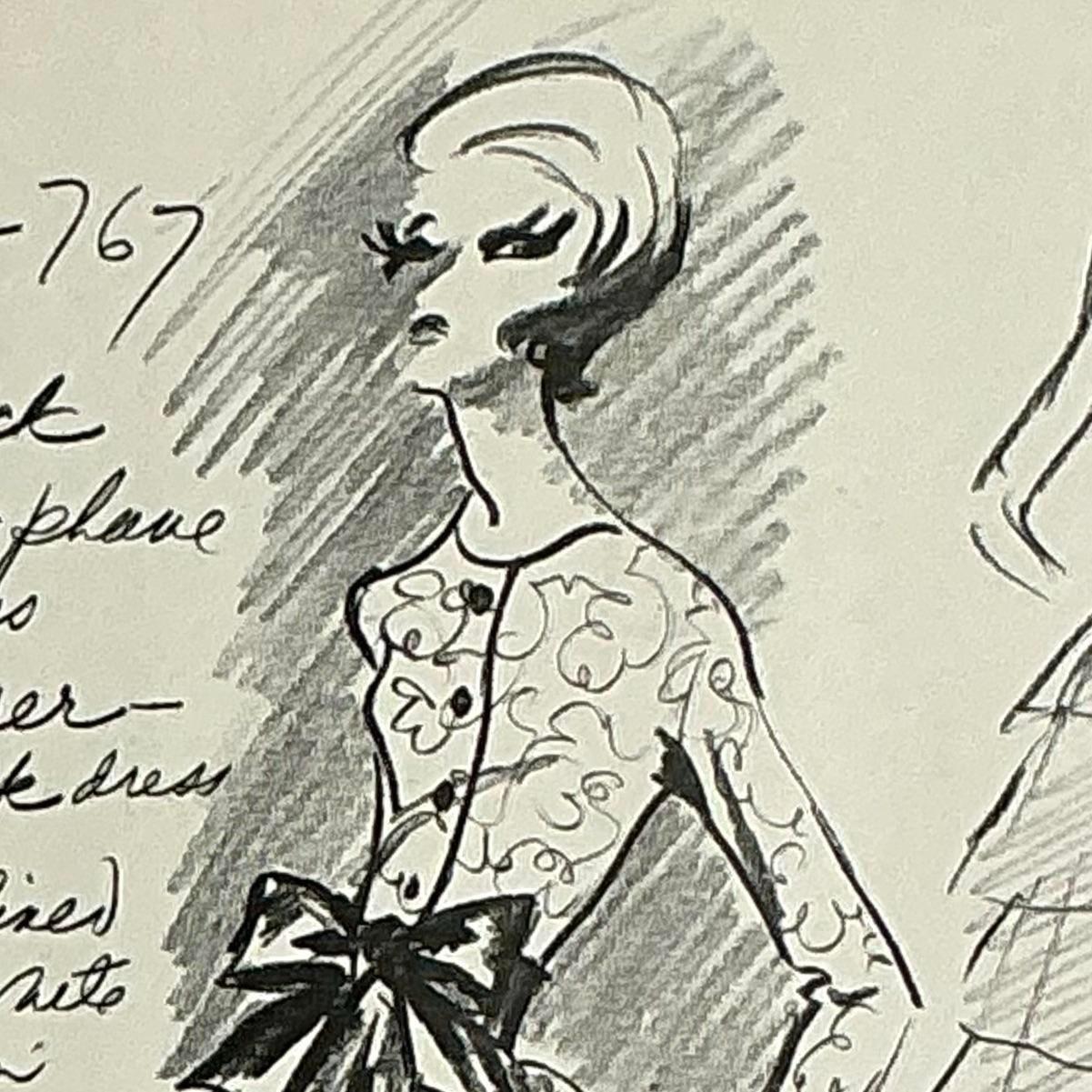 Schizzo di moda vintage originale MCM Philippe Venet In condizioni buone a west palm beach, FL