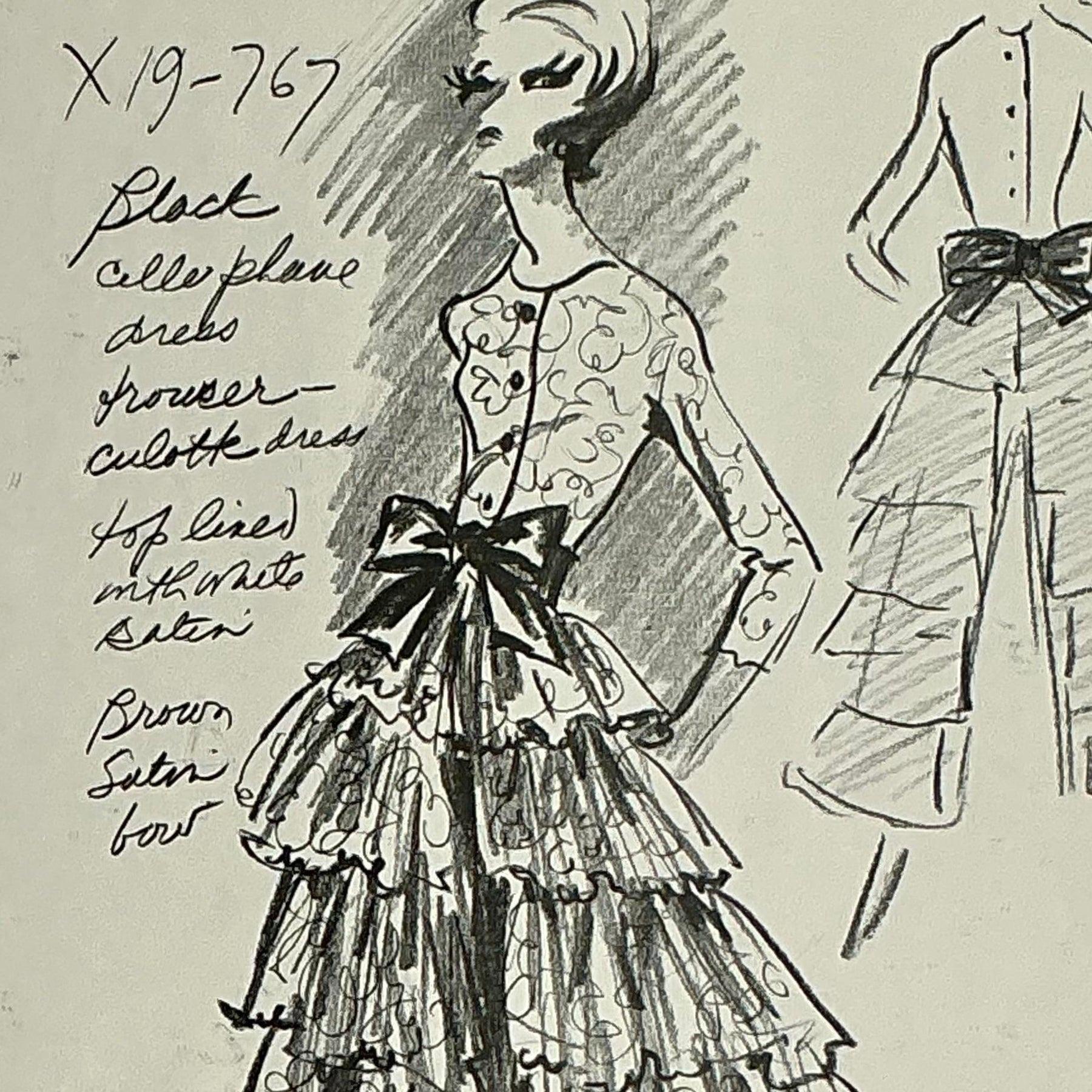 XX secolo Schizzo di moda vintage originale MCM Philippe Venet