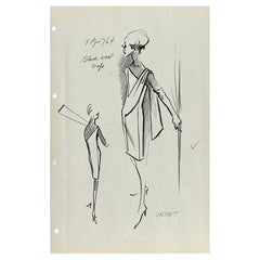 Vintage MCM Original Phillipe Venet Fashion Sketch on Paper