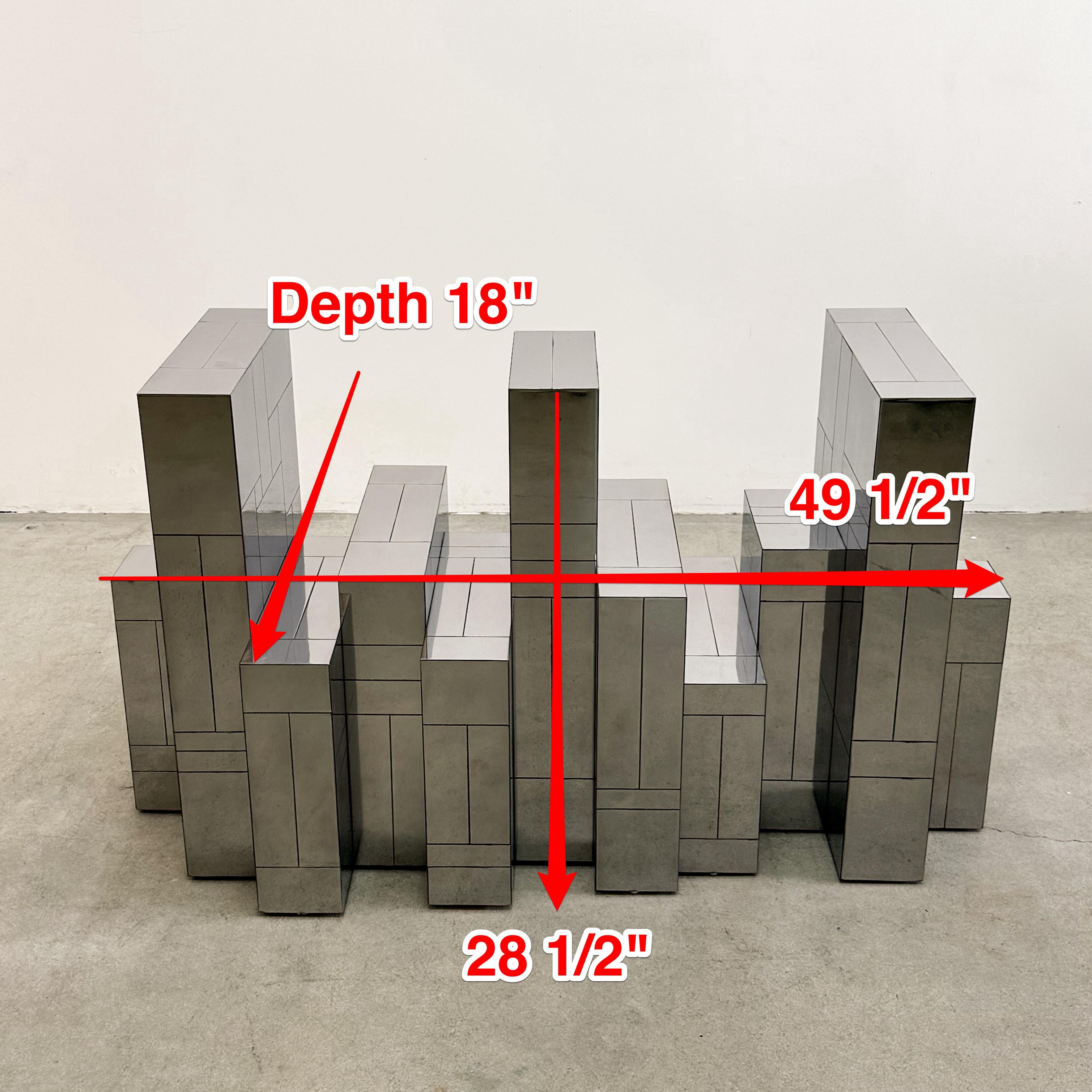 Vintage MCM Paul Evans Cityscape Dining Table – Gunmetal Base, Smoke Glass Top For Sale 4