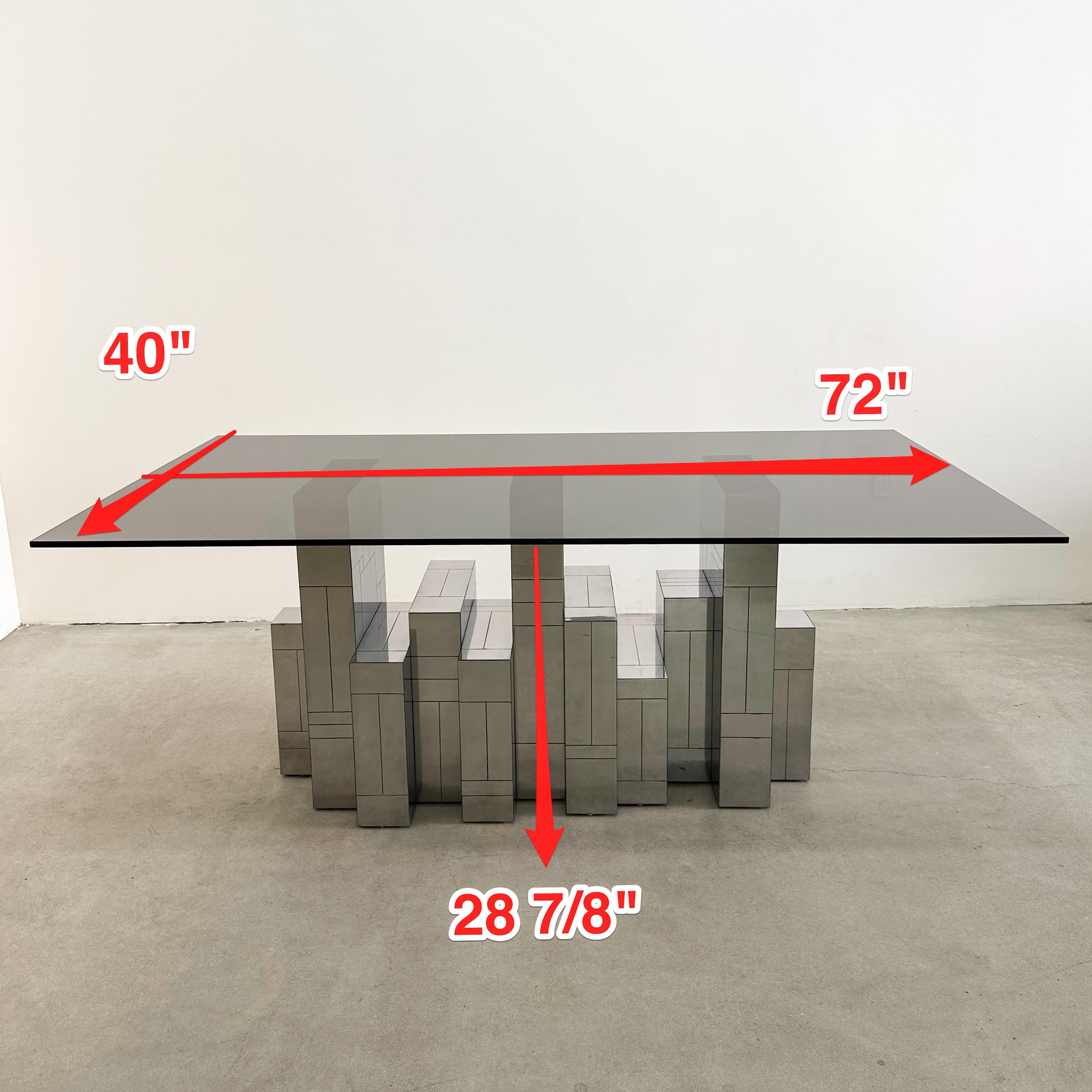 Vintage MCM Paul Evans Cityscape Dining Table – Gunmetal Base, Smoke Glass Top For Sale 5