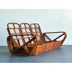 Vintage MCM Paul Frankl 6-strängiges Rattan-Sofa