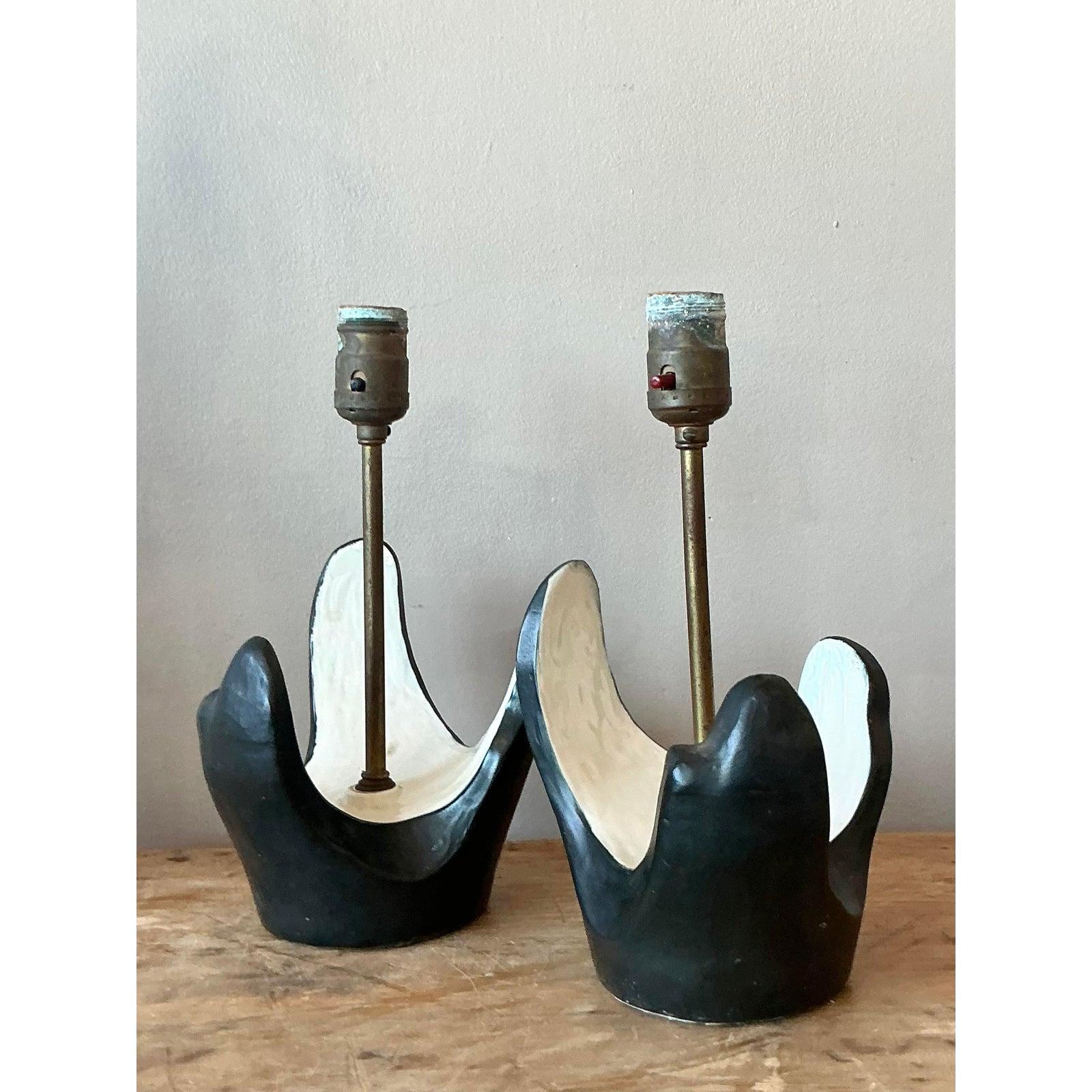 Mid-Century moderno Lampade astratte in gesso MCM d'epoca - una coppia in vendita