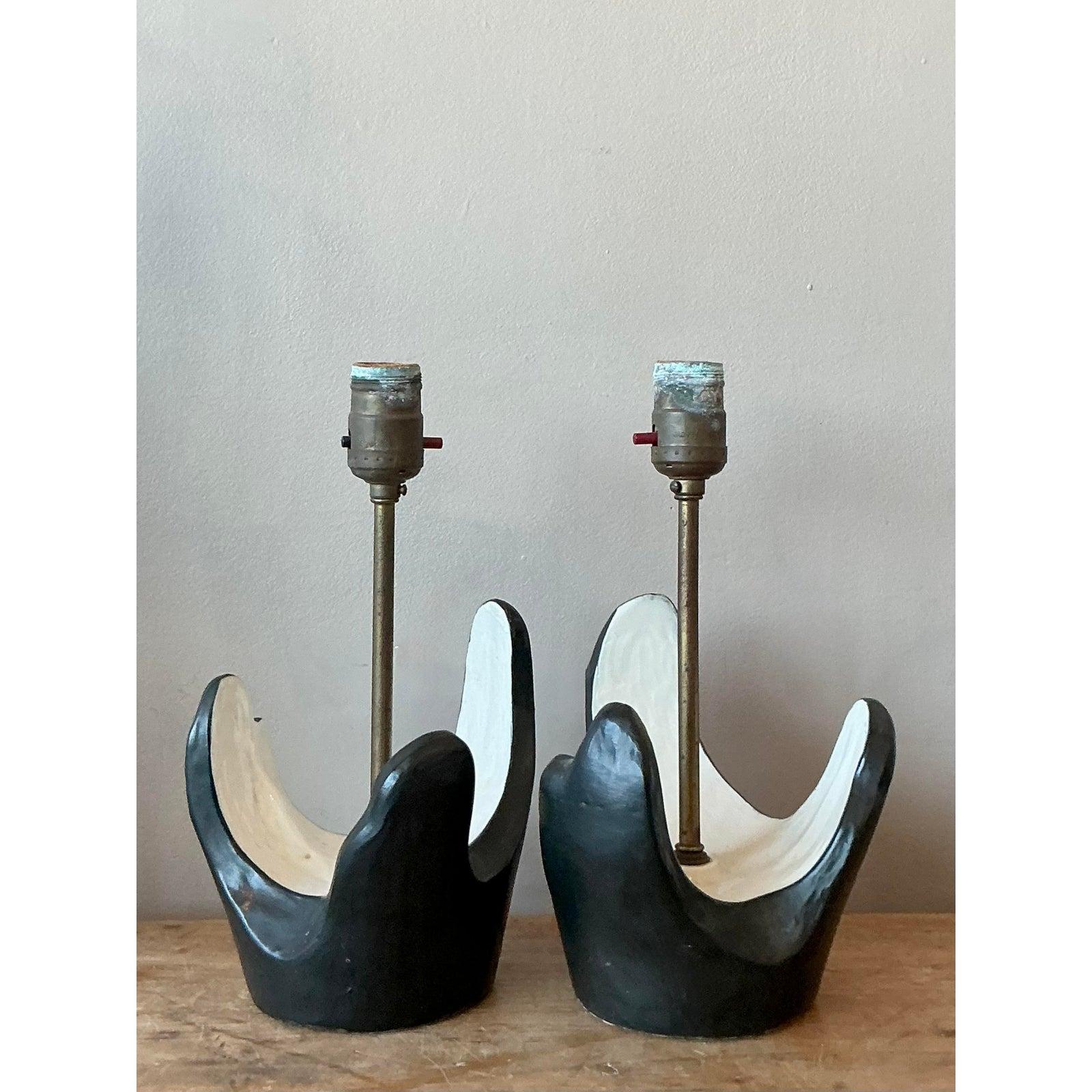 Americano Lampade astratte in gesso MCM d'epoca - una coppia in vendita