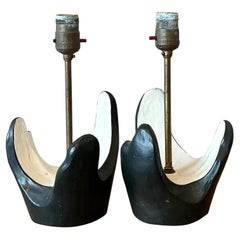 Vintage MCM Plaster Abstract Lamps - A Pair