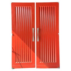 Set di 2 ante plissettate Vintage MCM con maniglie a intarsio