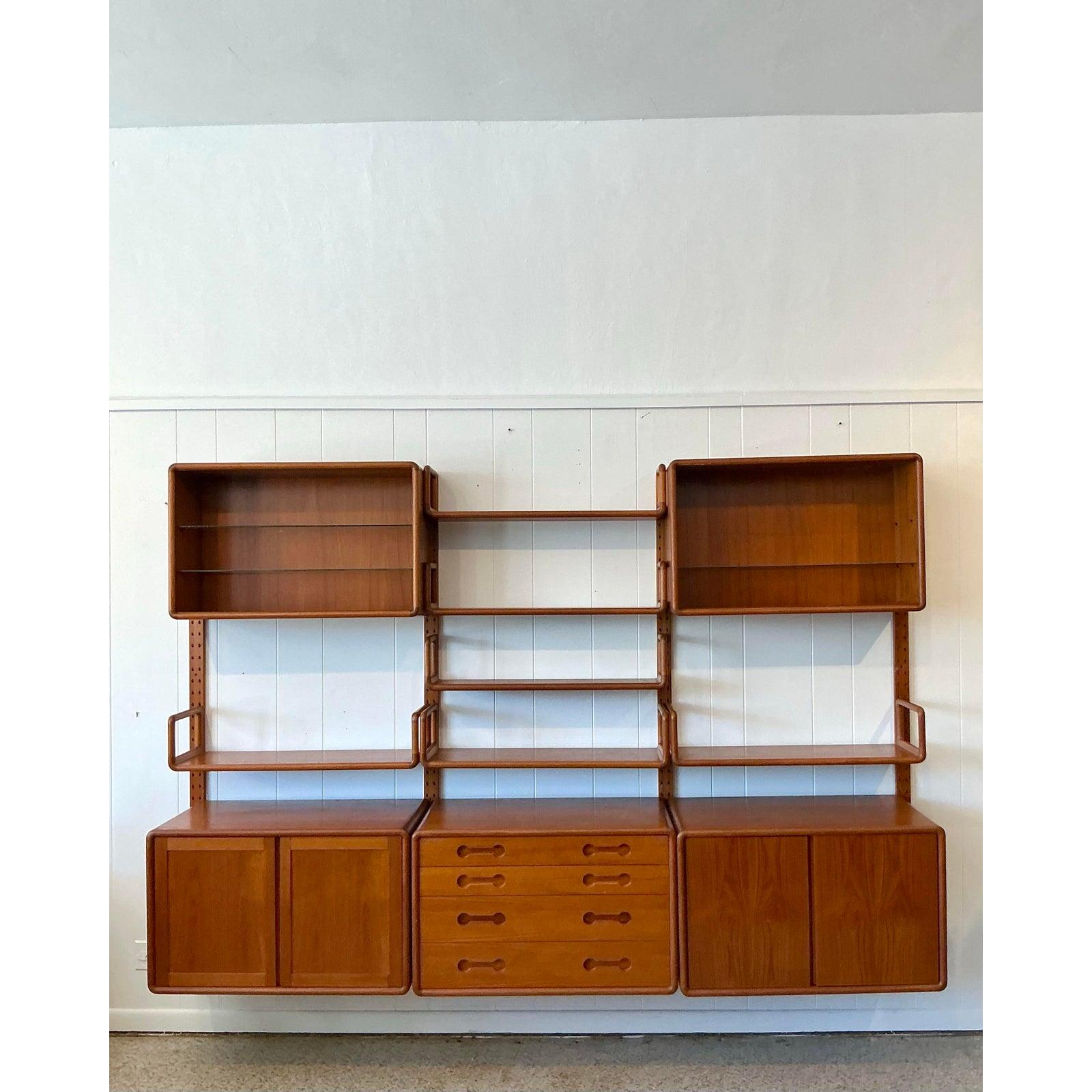 Modern Vintage MCM Poul Cadovius 3 Bay Teak Wall System For Sale