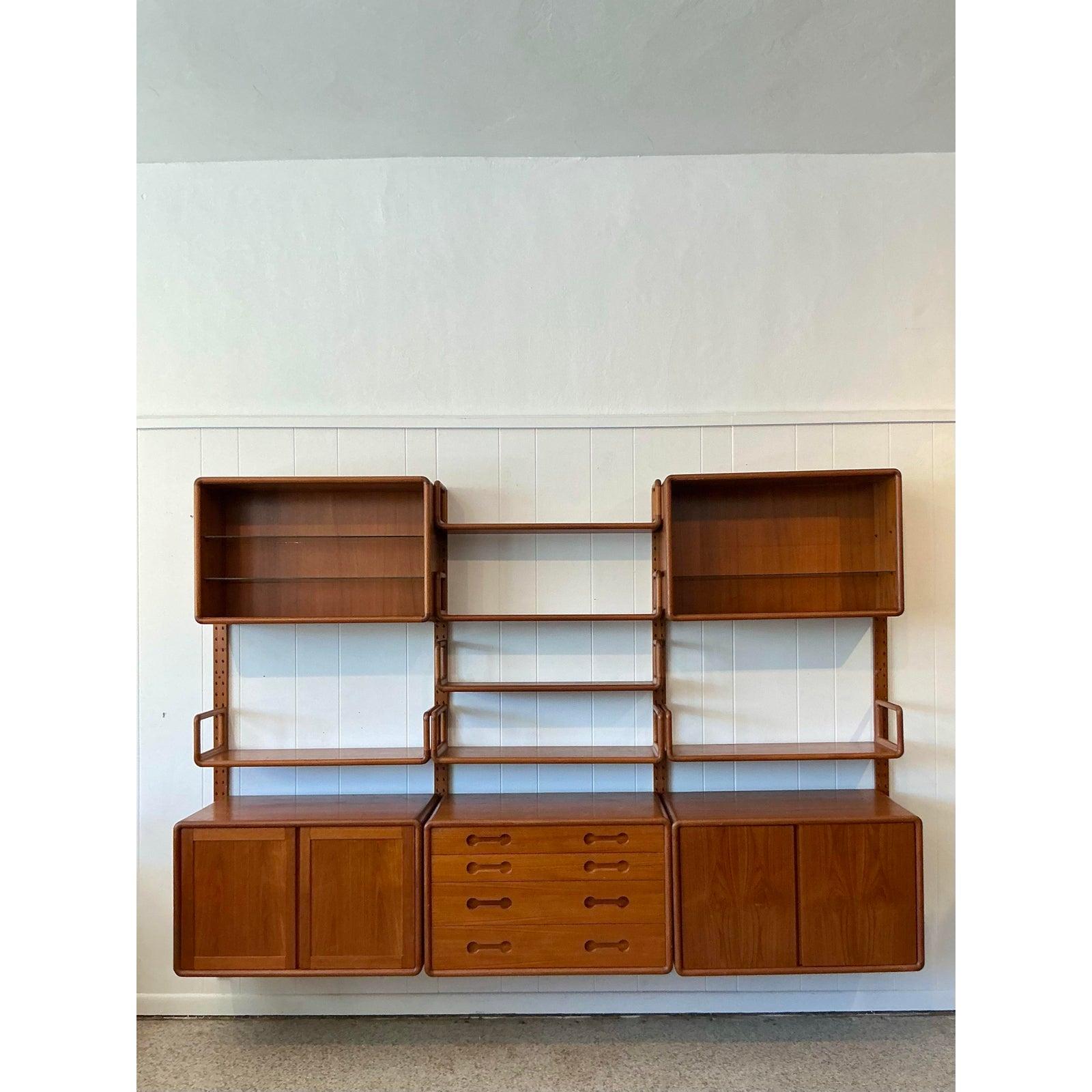 20th Century Vintage MCM Poul Cadovius 3 Bay Teak Wall System For Sale