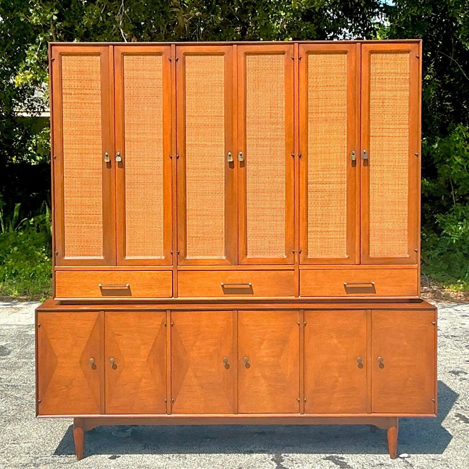 Américain Meuble de rangement MCM Ramseur Seagrasss en vente