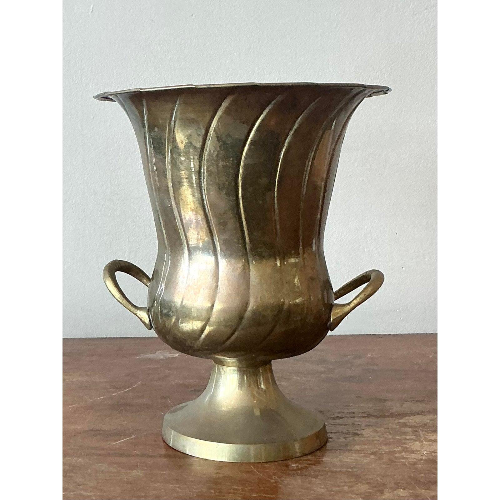 Vintage MCM Rosenthal Netter Brass Champagne Bucket In Good Condition For Sale In West Palm Beach, FL