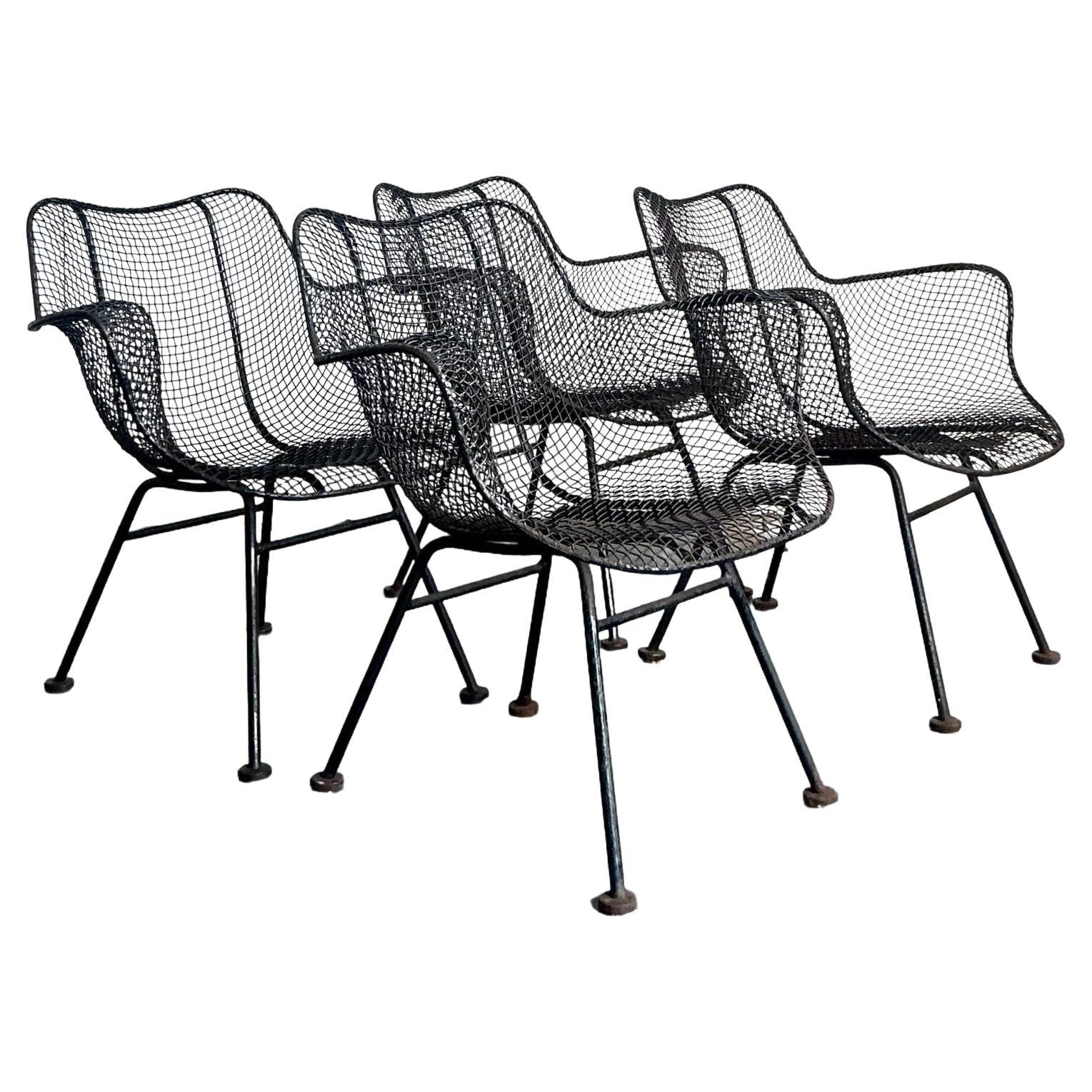 Vintage MCM Russell Woodard “Sculptura” Wrought Iron Dining Chairs - Set of 4