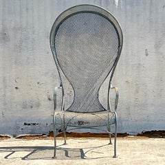 Vintage MCM Russell Woodard Wrought Iron Canopy Chair