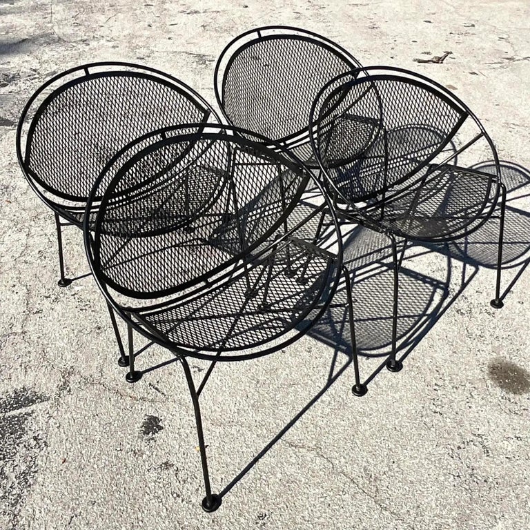 Vintage MCM Salterini ???Radar Hoops??? Wrought Iron Chairs, Set of 4 For