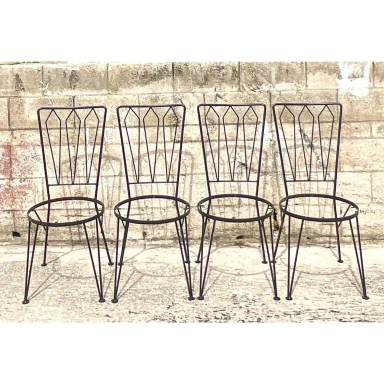 Vintage MCM Salterini Wrought Iron Dining Chairs, Set of 4 at 1stDibs