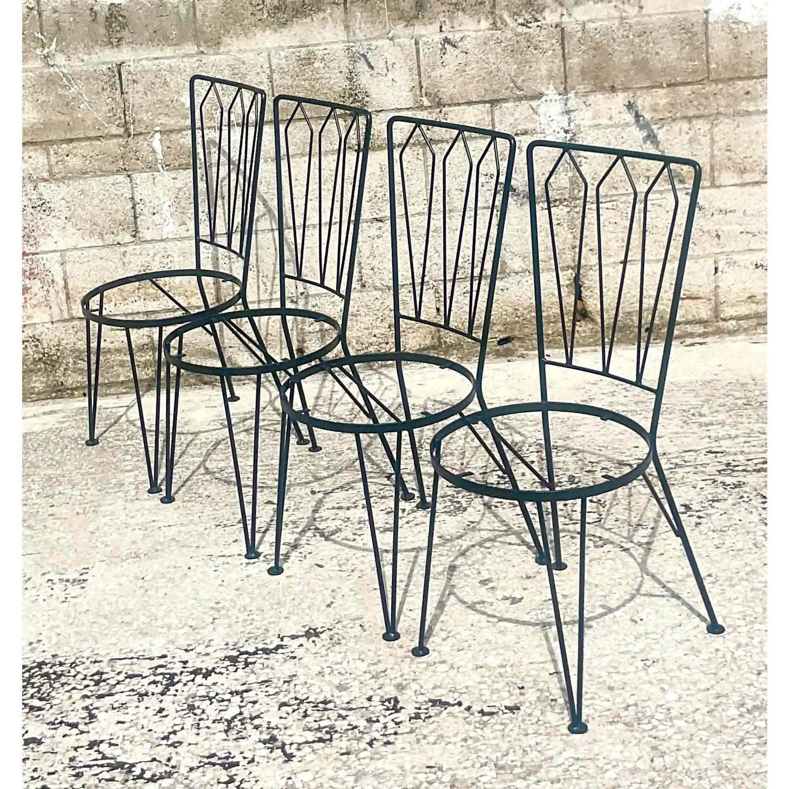 20th Century Vintage MCM Salterini Wrought Iron Dining Chairs, Set of 4