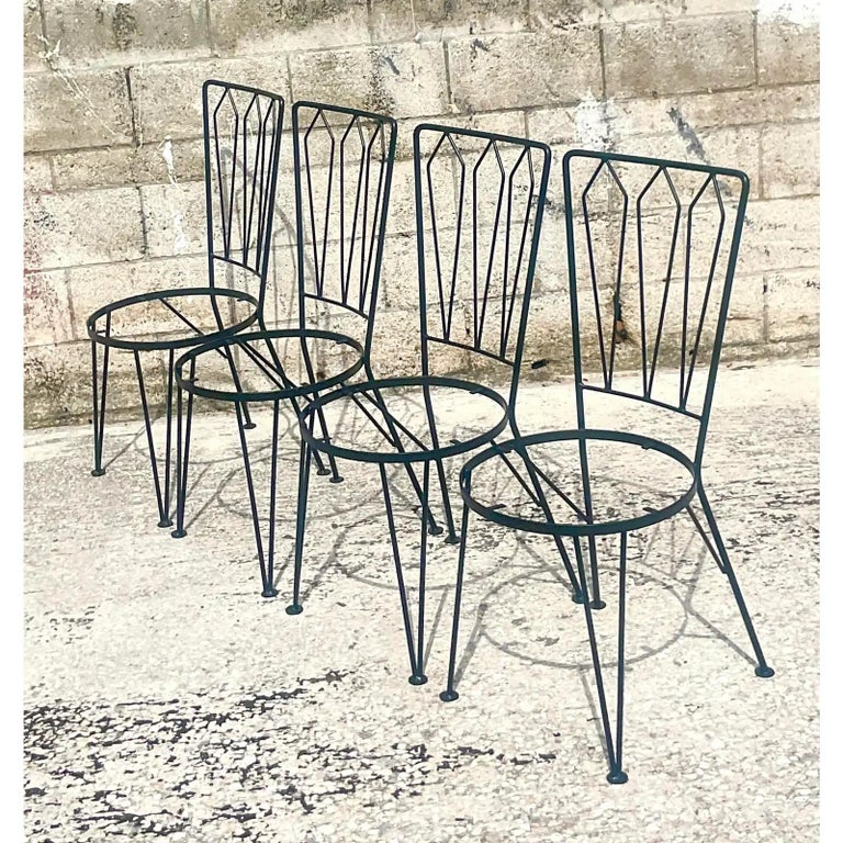 Vintage MCM Salterini Wrought Iron Dining Chairs, Set of 4 at 1stDibs