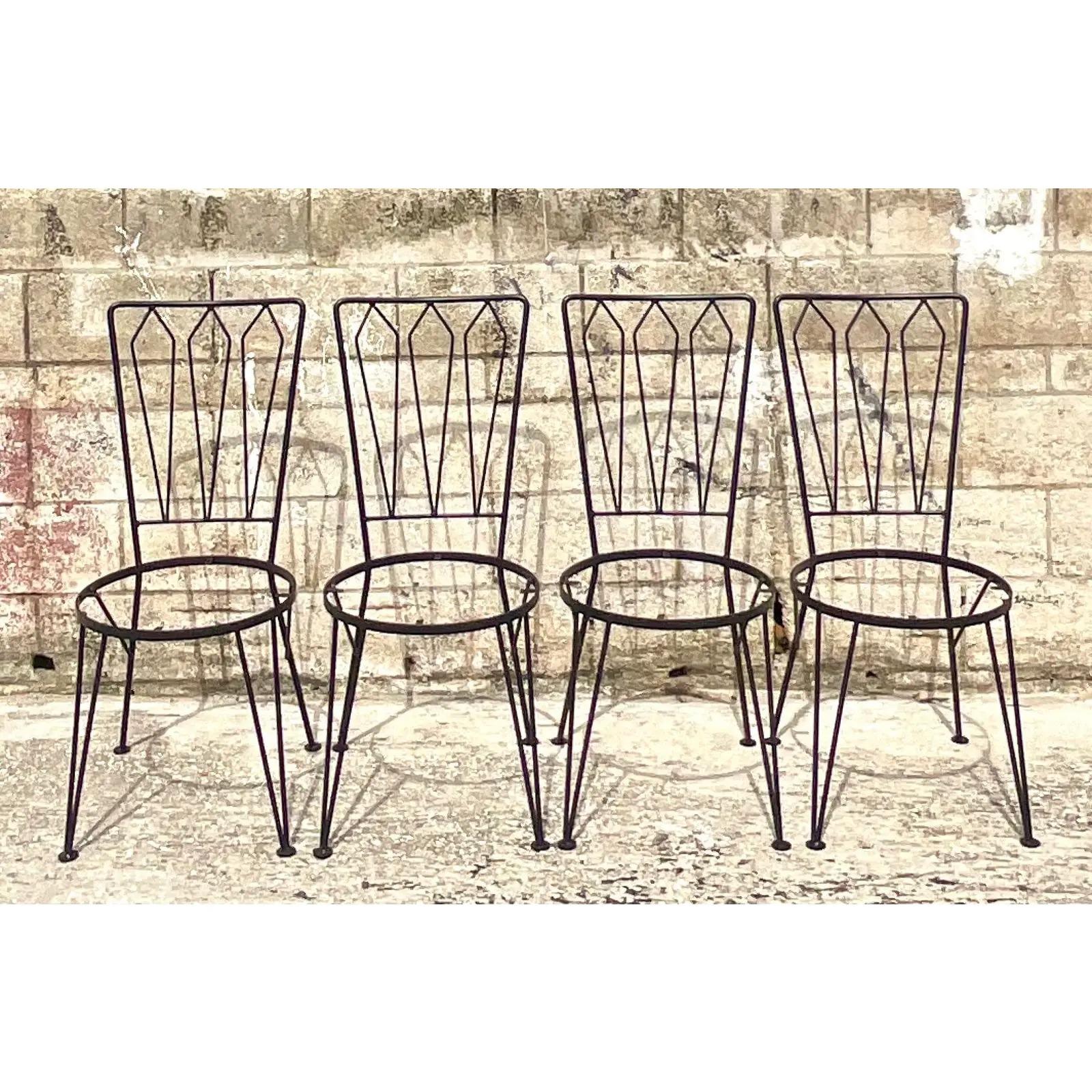 Vintage MCM Salterini Wrought Iron Dining Chairs, Set of 4 1