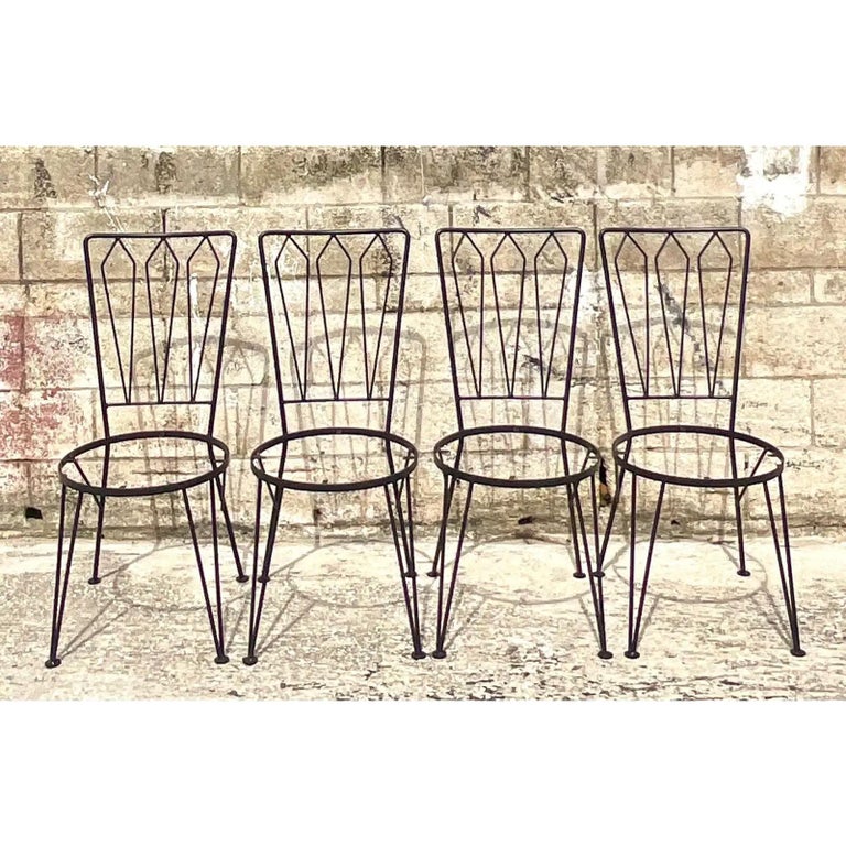 Vintage MCM Salterini Wrought Iron Dining Chairs, Set of 4 at 1stDibs