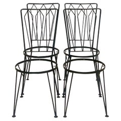 Vintage MCM Salterini Wrought Iron Dining Chairs, Set of 4