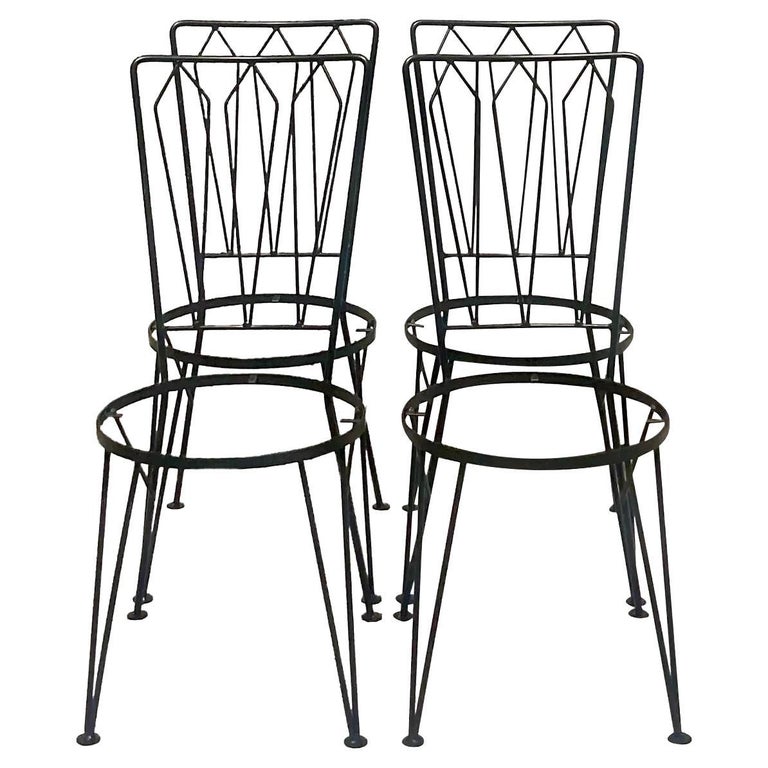 Vintage MCM Salterini Wrought Iron Dining Chairs, Set of 4 at 1stDibs