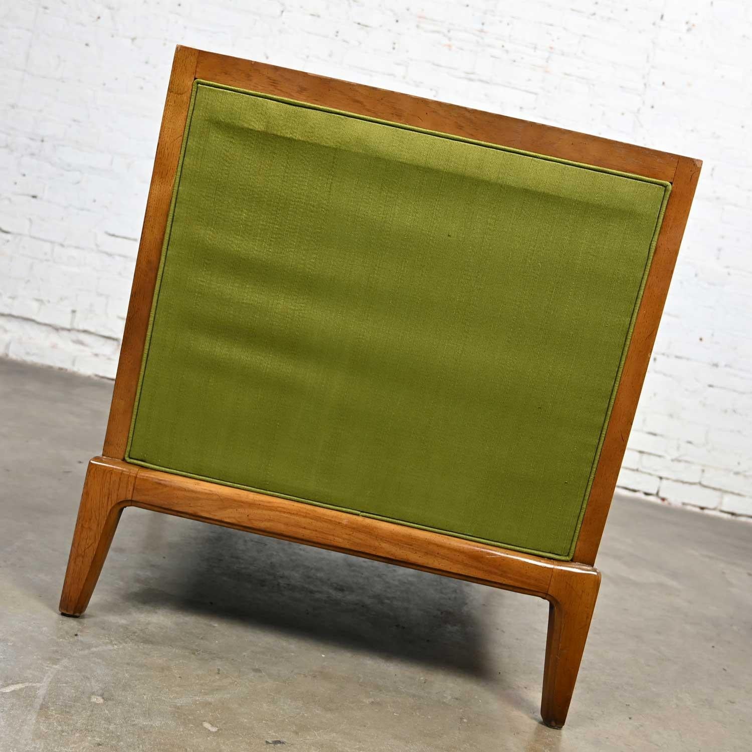 Fauteuil de salon vintage MCM Sears Symphony Coll par Drexel, tapissé et canné vert 2