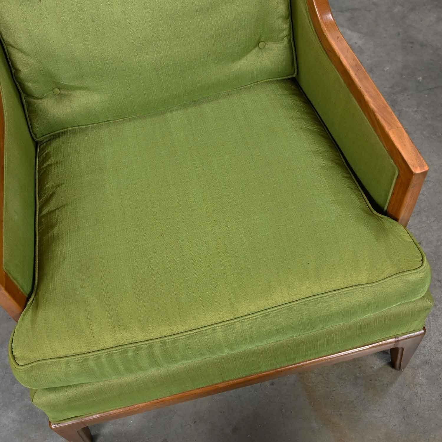 Vintage MCM Sears Symphony Coll by Drexel Green Upholstered & Cane Lounge Chair For Sale 4