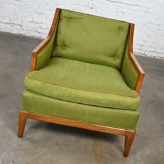 Vintage MCM Sears Symphony Coll by Drexel Green Upholstered & Cane Lounge Chair