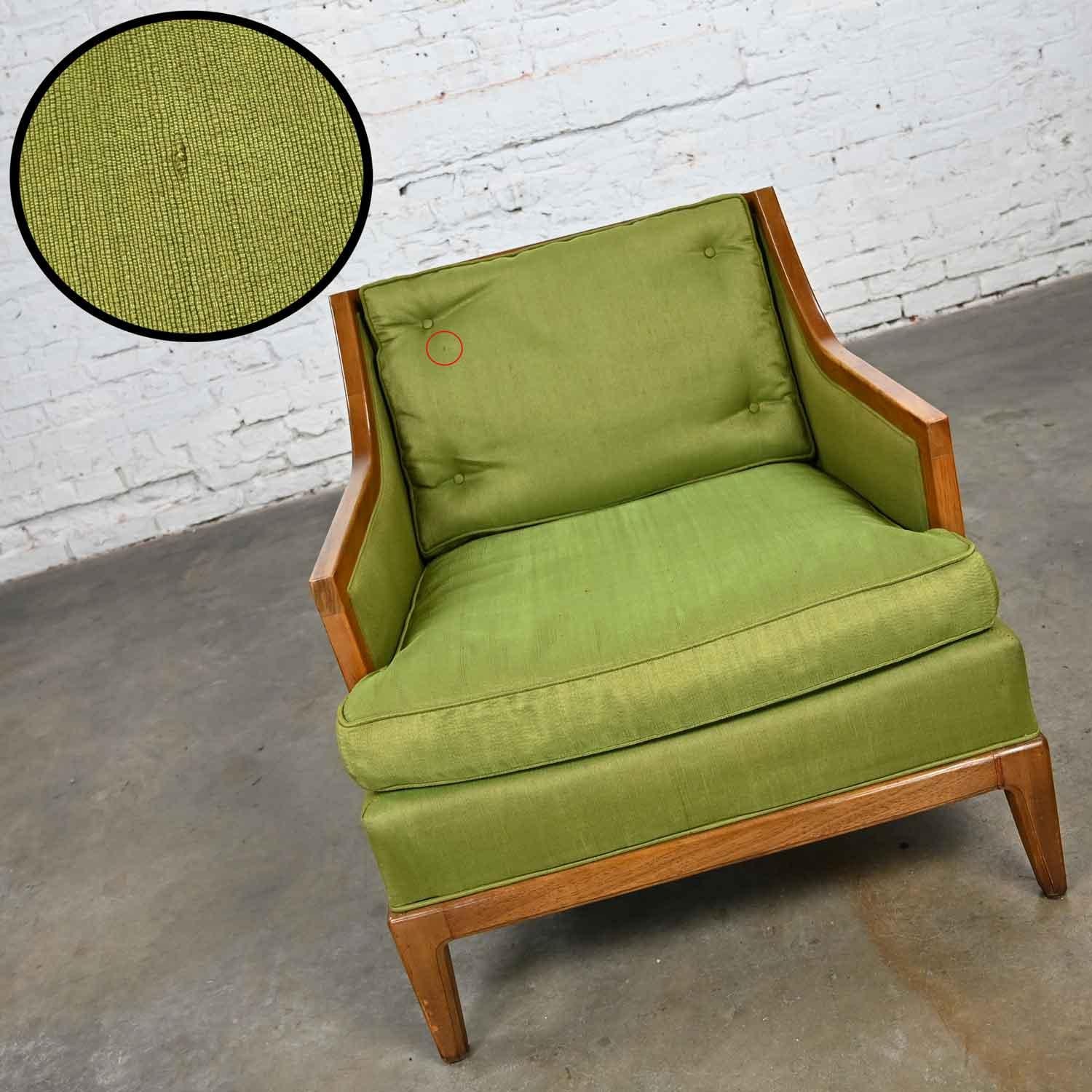 Vintage MCM Sears Symphony Coll by Drexel Green Upholstered & Cane Lounge Chair For Sale 10