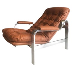 Vintage MCM Selig Leather and Chrome Recliner