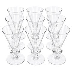 Set di 9 bicchieri a goccia di cristallo Steuben di MCM vintage, firmato