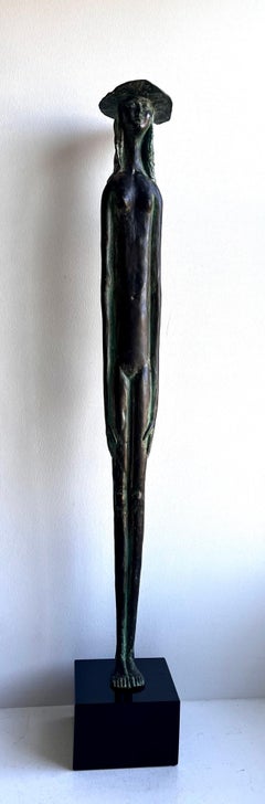 Vintage mcm “Shadow of the Evening" / “Thin Figure” Bronze: "Woman with Hat"