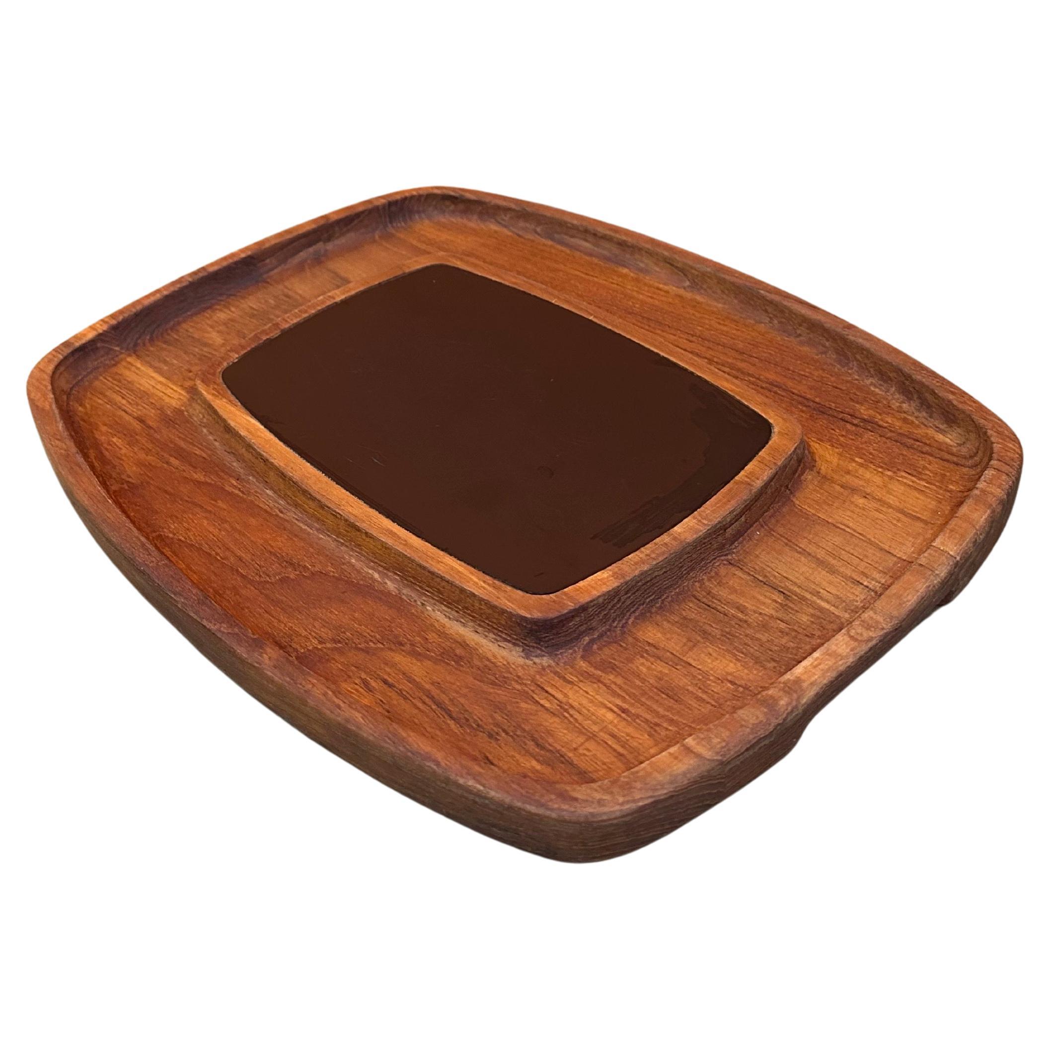 Bandeja de servir Vintage MCM "Simplicity" de teca de Georges Briard