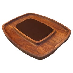 Bandeja de servir Vintage MCM "Simplicity" de teca de Georges Briard