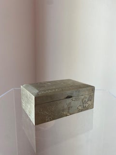 Vintage MCM Small Brass Chinoiserie Trinket Box