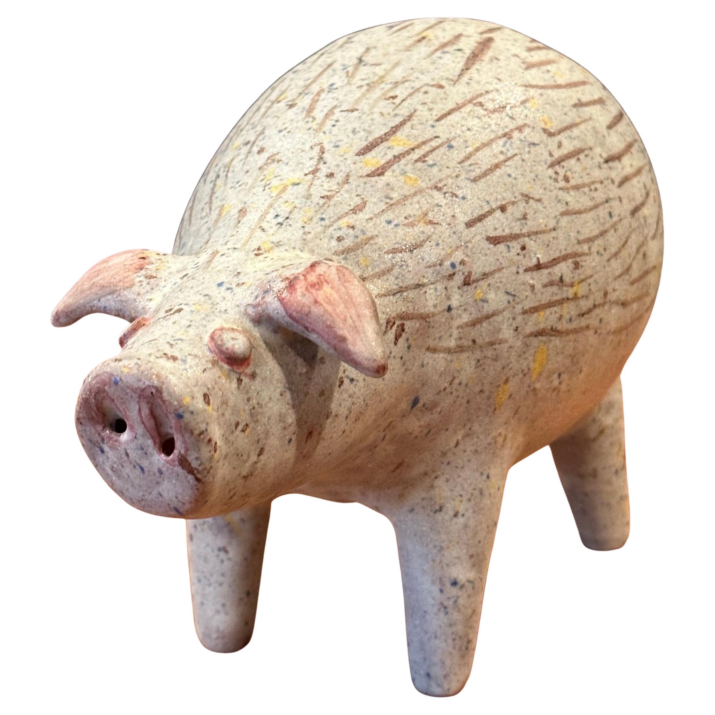 Escultura Vintage MCM Cerdo de Gres de Alfaraz