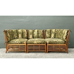 Vintage MCM Stuck Rattan Sofa