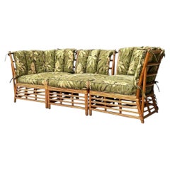 Vintage MCM Stuck Rattan Sofa
