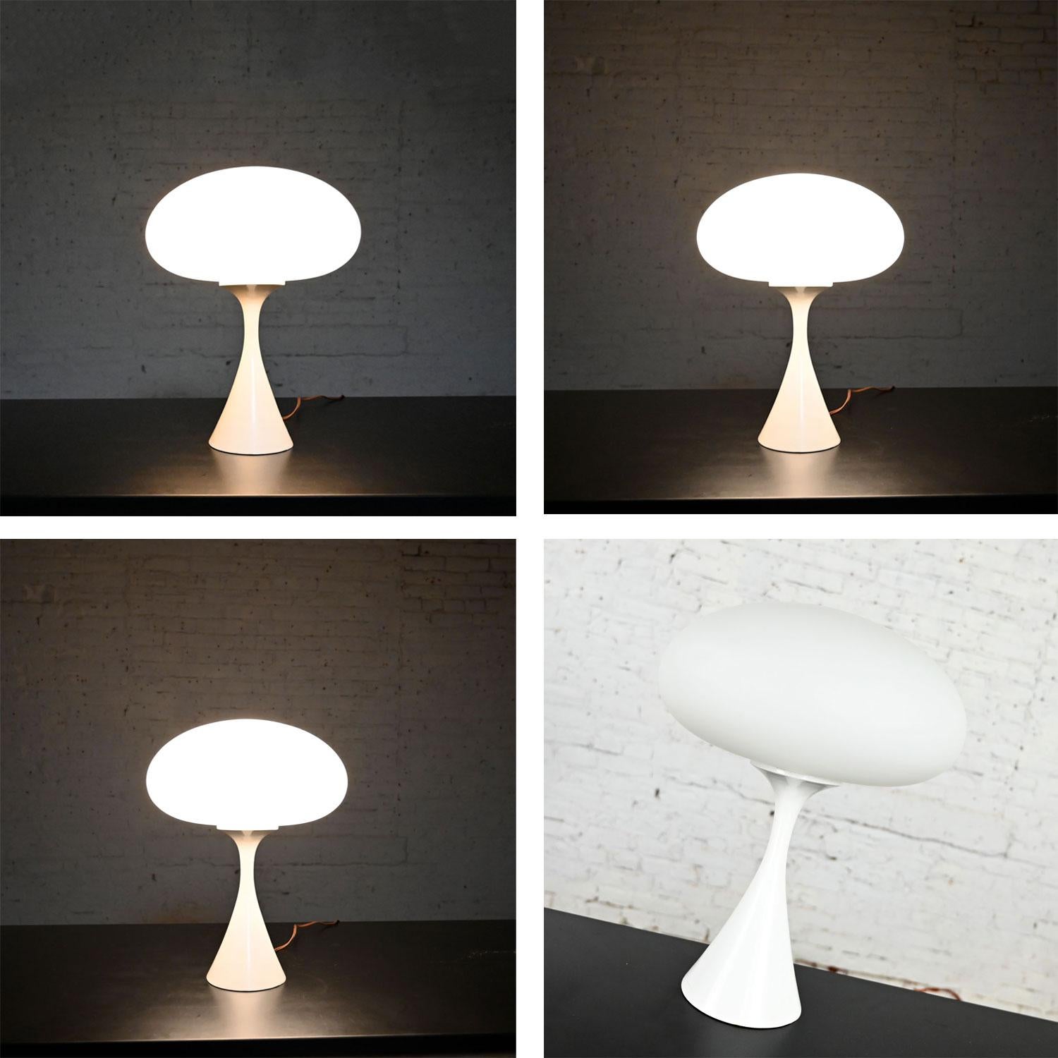 Vintage MCM Table Lamp with Frosted White Glass Mushroom Shade by Laurel Lamp Co 1