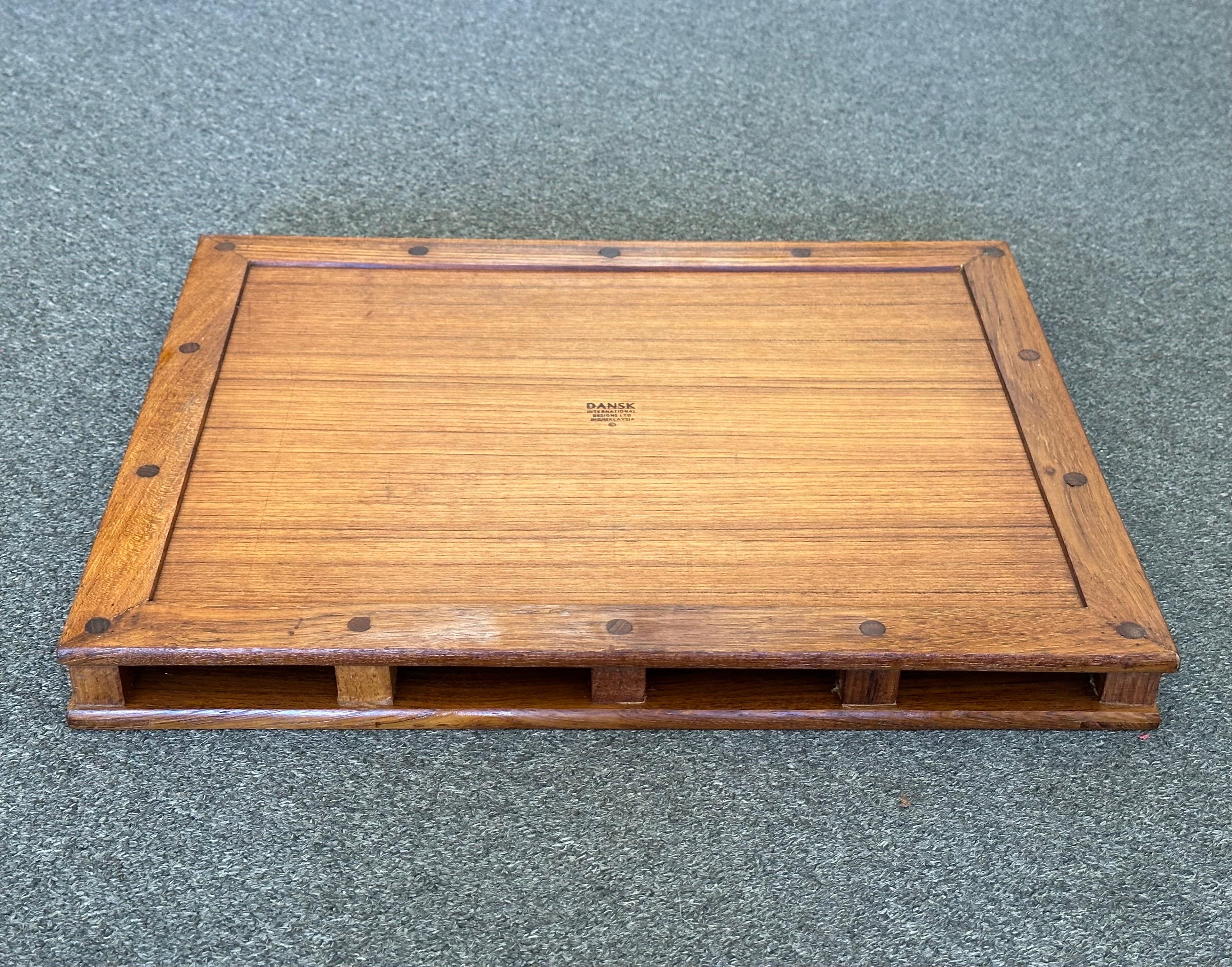 Vintage MCM Teak Serving Tray with Rails by Dansk For Sale 3
