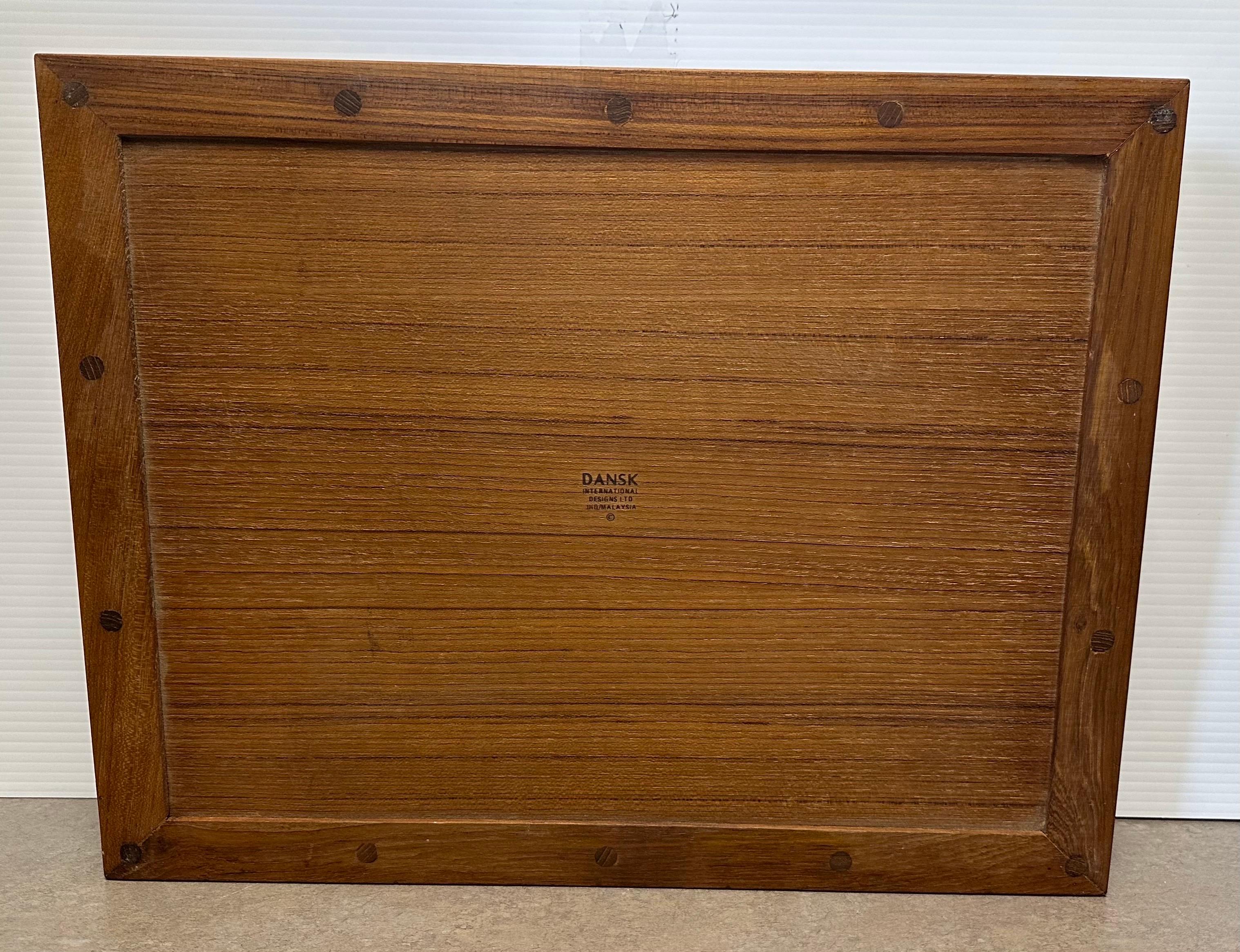 Vintage MCM Teak Serving Tray with Rails by Dansk For Sale 4