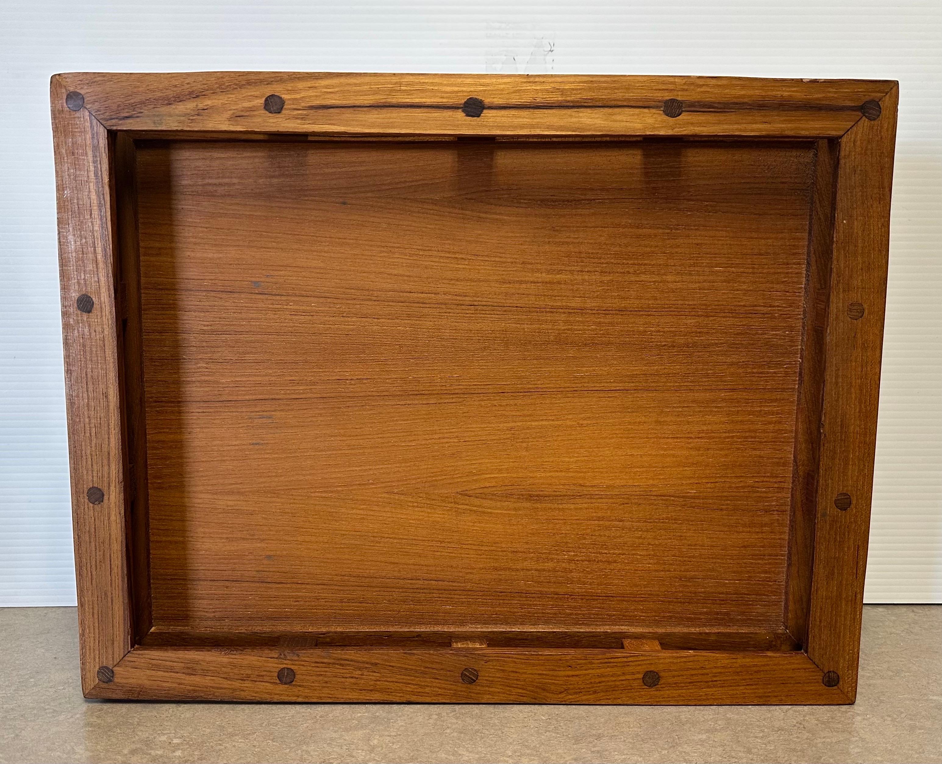 Vintage MCM Teak Serving Tray with Rails by Dansk For Sale 6