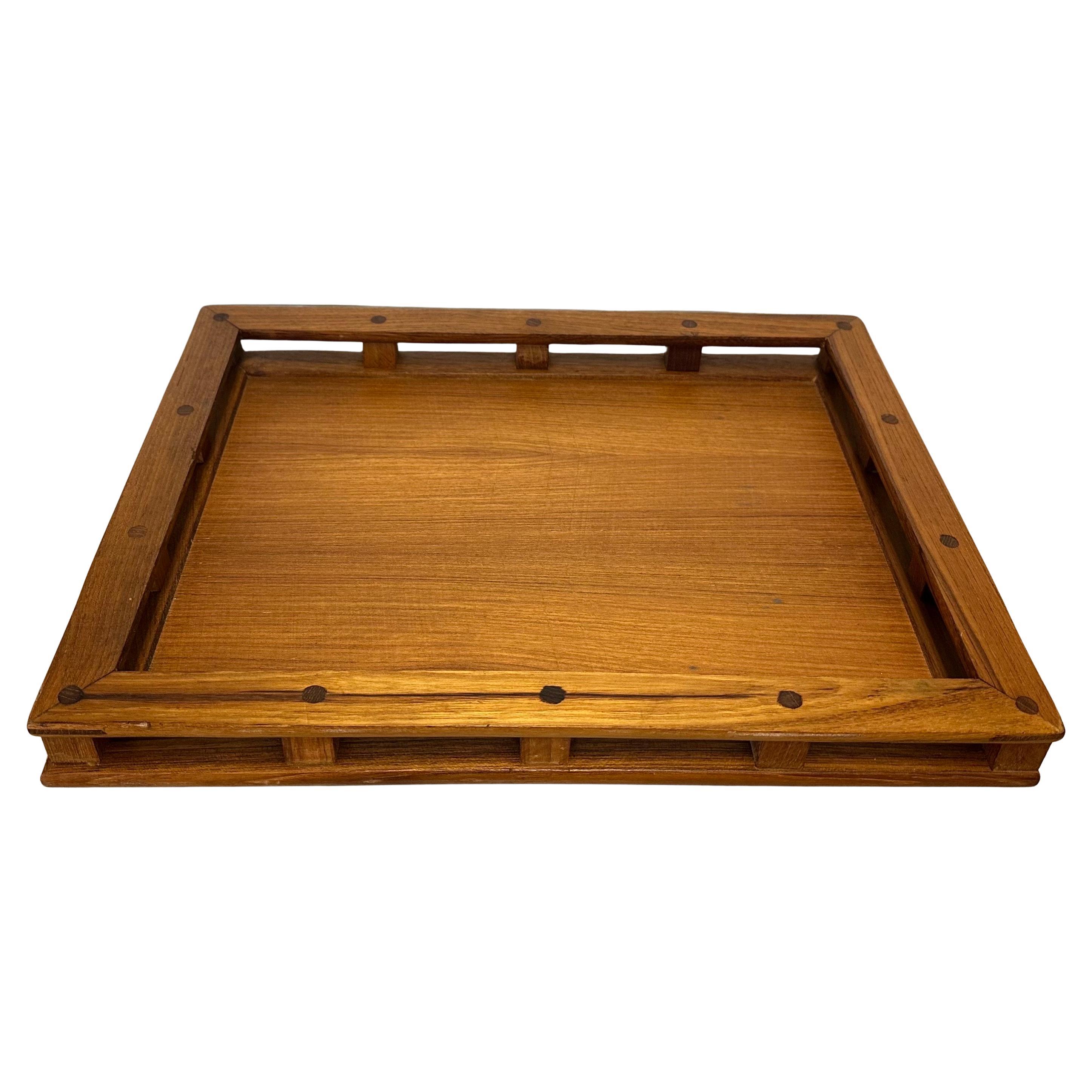 Vintage MCM Teak Serving Tray with Rails by Dansk For Sale 8