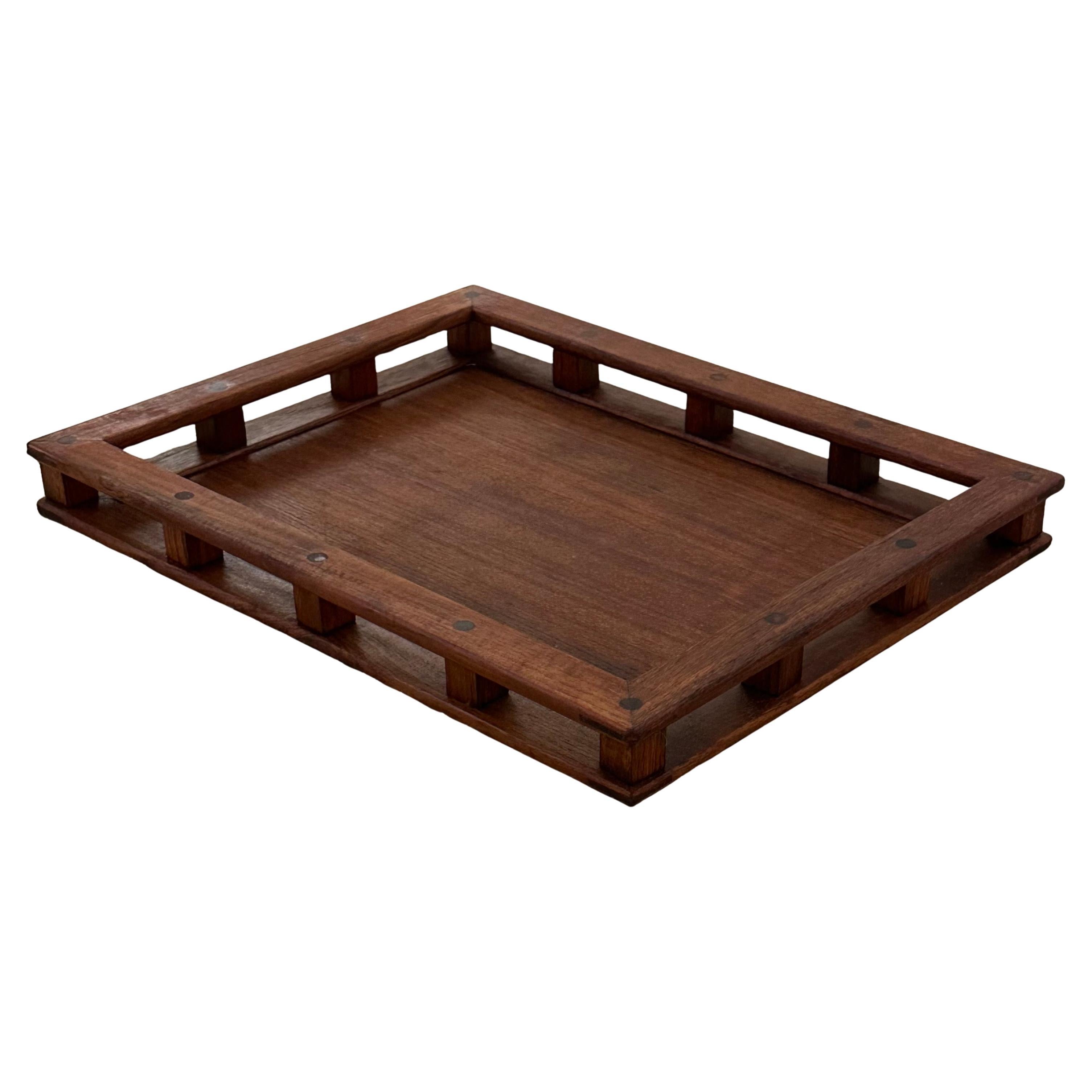 Plateau de service en teck vintage MCM avec rails par Dansk en vente 9