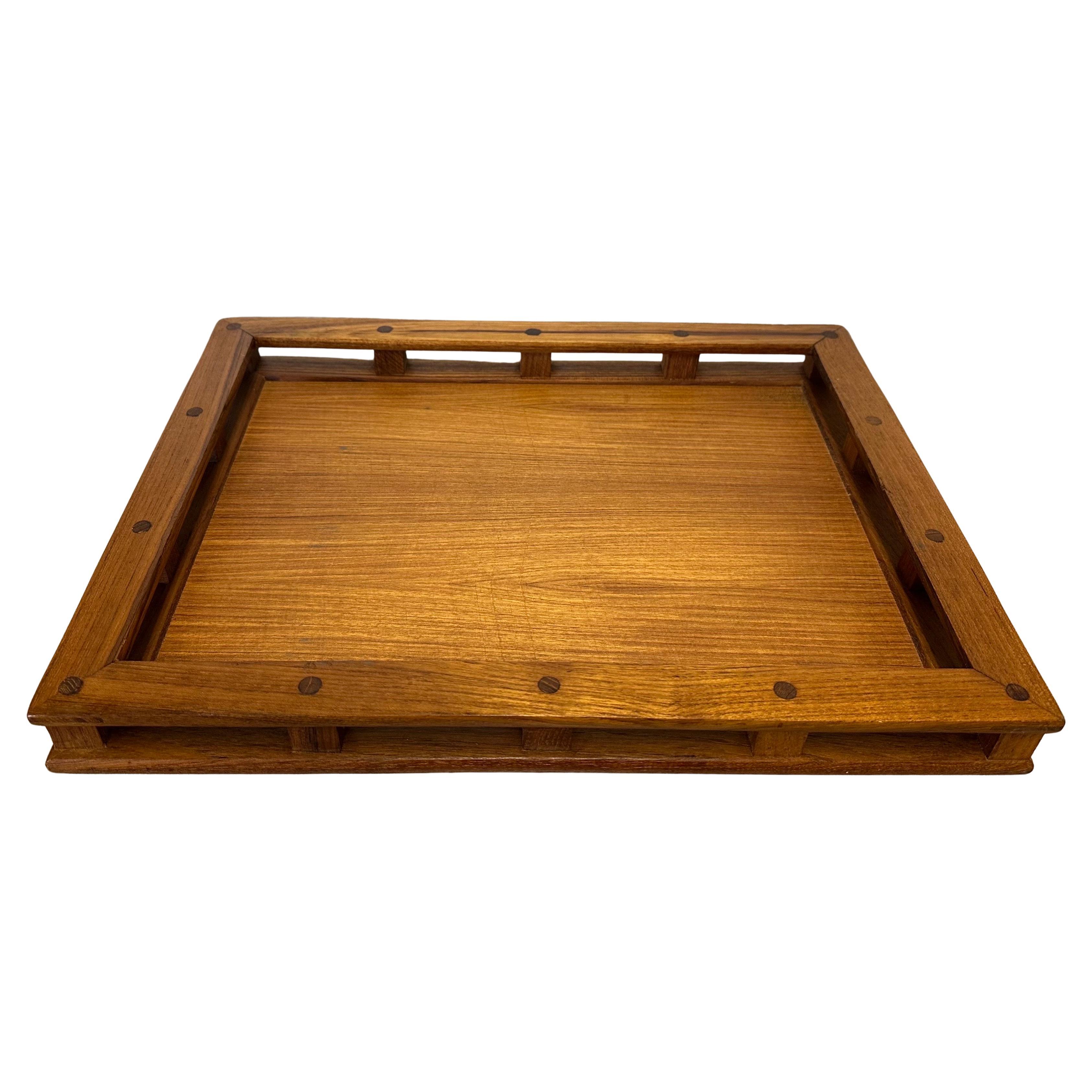 Mid-Century Modern Vintage MCM Teak Serving Tray with Rails by Dansk For Sale